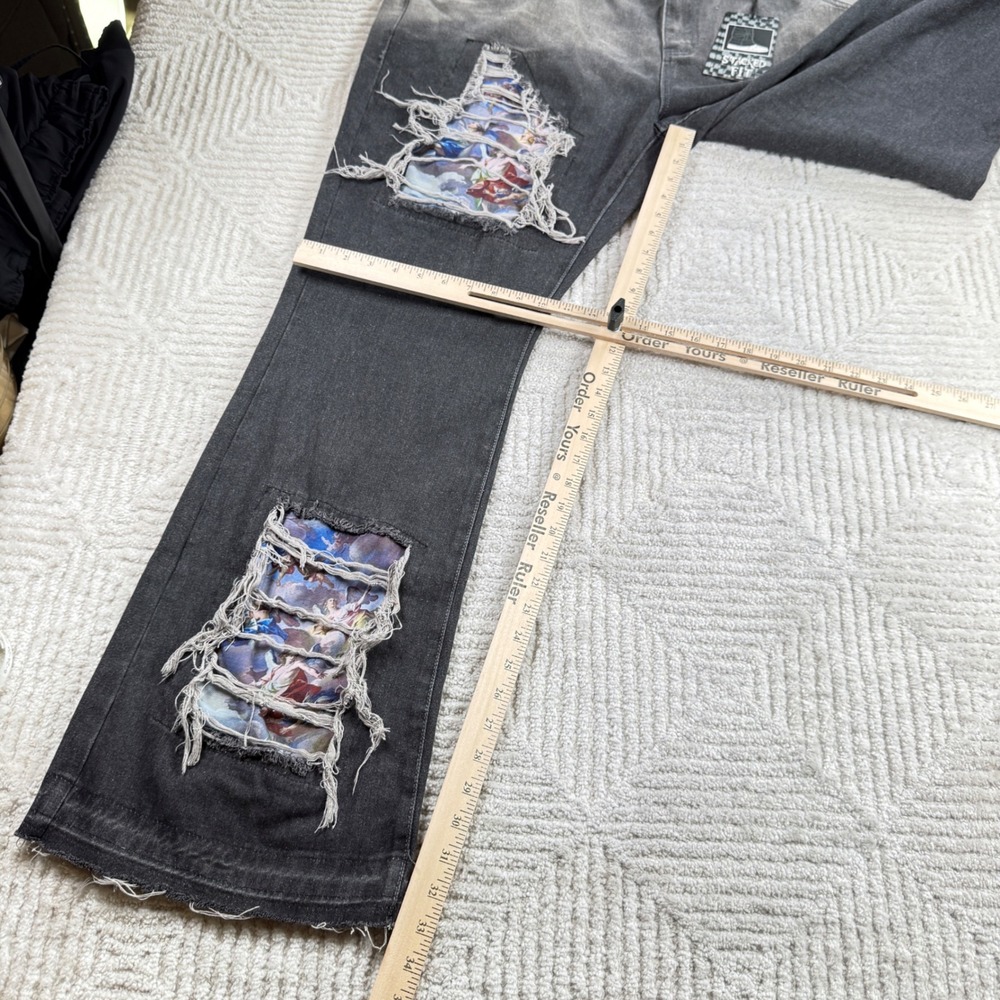 Rebel Vengeance Stacked Jeans Men
44x34 Grey Distressed Wide Leg Baggy Y2K - Picture 5 of 16